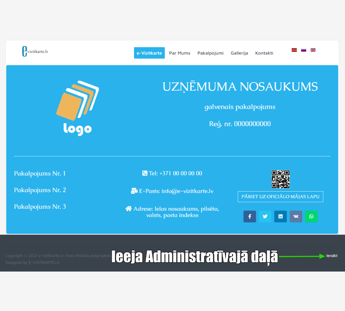 WEB e-Vizītkartes ADMINISTRĒŠANA