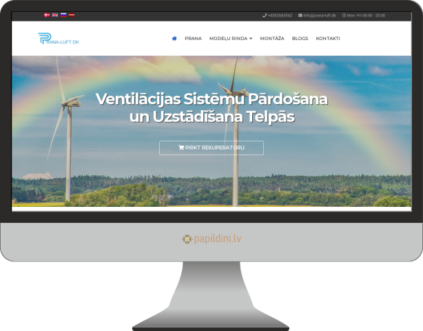 uzņēmuma mājas lapas piemērs